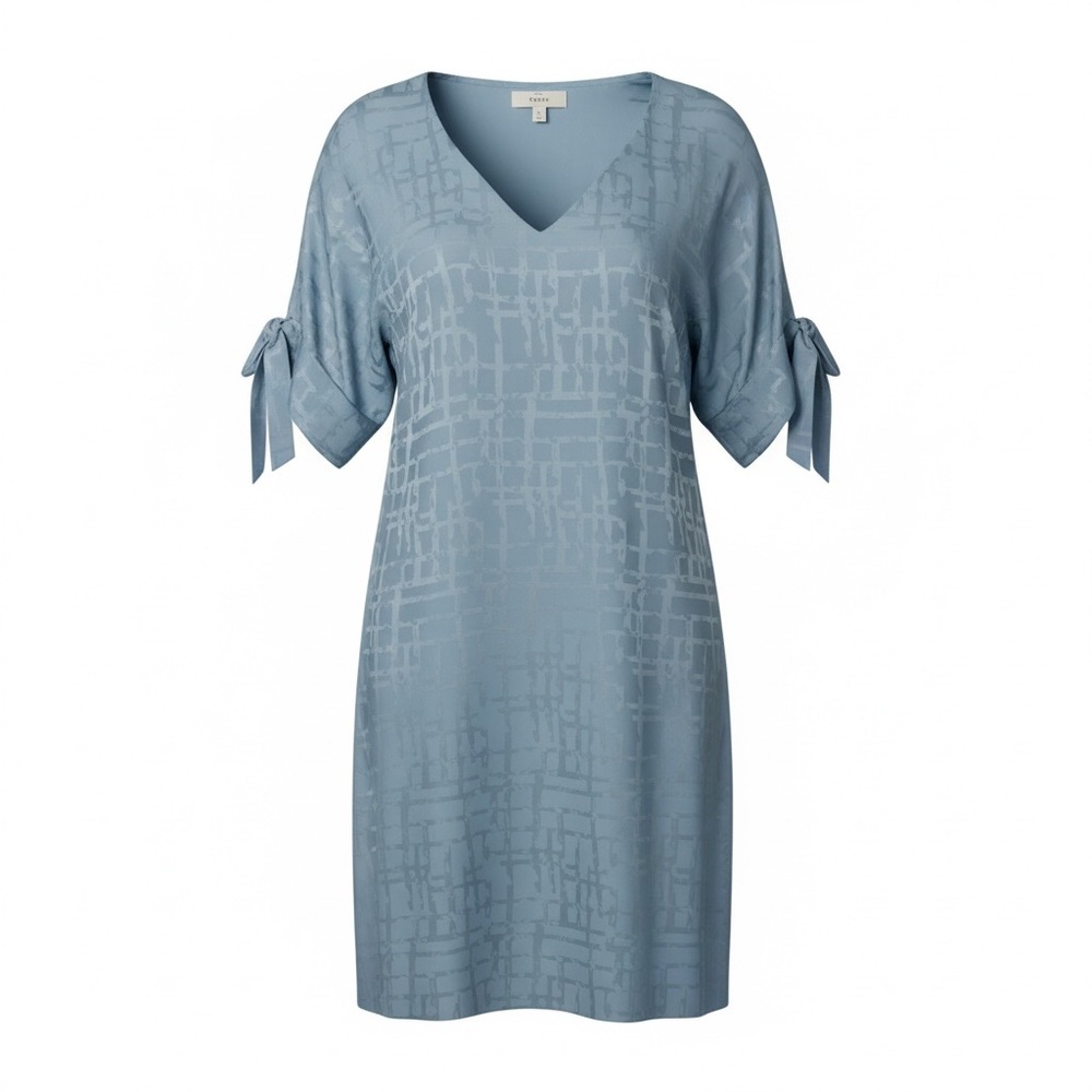 Entro Teal Blue‎ Abstract Print Tie-Sleeve Dress – Small